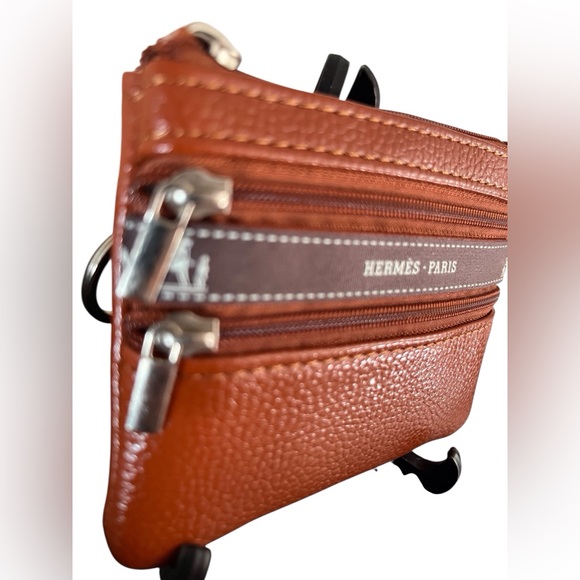 Upcycled Multi-Zip Key Pouch w/ Authentic Luxury Ribbon Detail - Picture 2 of 4